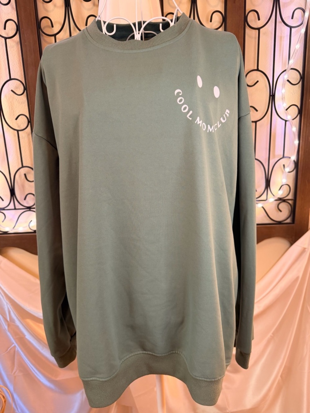 Olive Green 'Cool Mom Club' Crewneck Sweatshirt